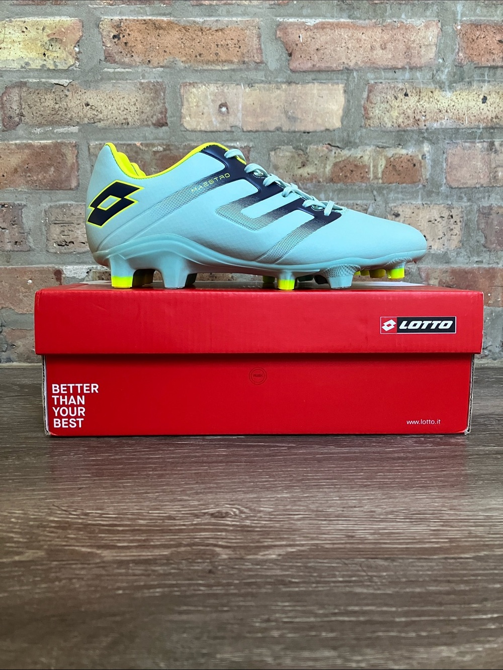 LOTTO Light Blue Soccer Cleats with Yellow Accents